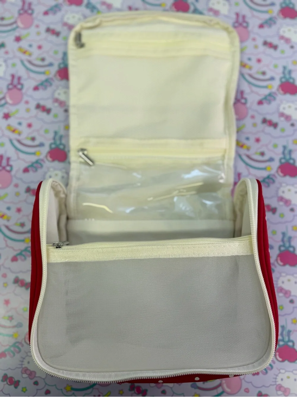 Hello Kitty Red Polka Dot Cosmetic Case with Cream Trim